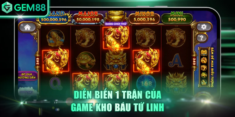 Diễn biến 1 trận của game Kho Báu Tứ Linh