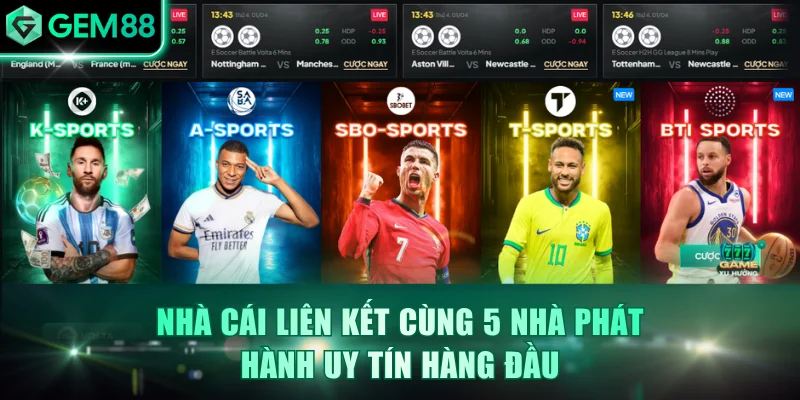 Nhà cái liên kết cùng 5 nhà phát hành uy tín hàng đầu
